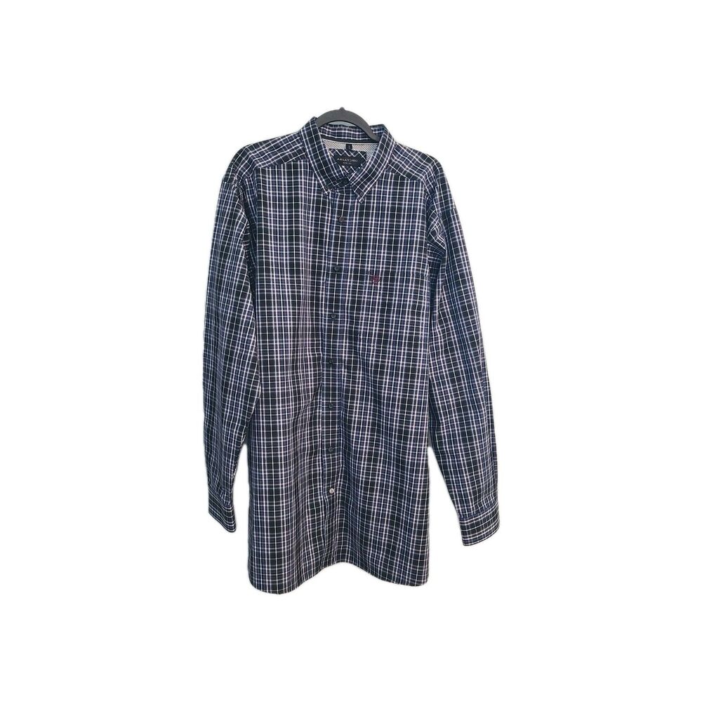 Ariat Pro Racer Shirt Mens XLT Tall Black Plaid Western Vented Gorpcore UV